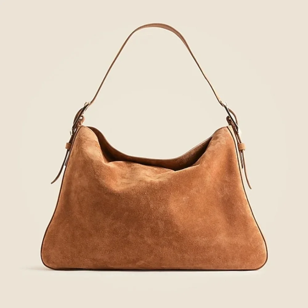 New! J. Crew Berkeley Shoulder Bag in Suede Blonde Espresso - Picture 1 of 16